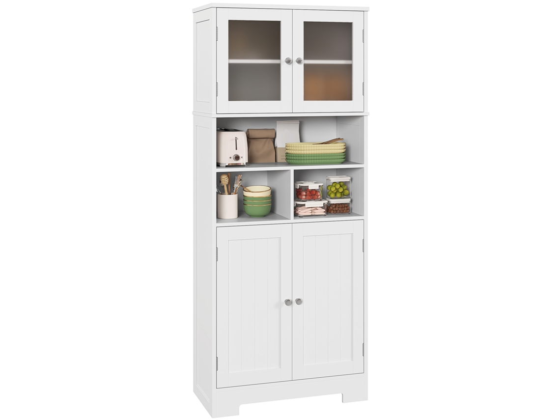 Estante de Cozinha para Microondas, 4 Níveis, Ganchos, Pés Ajustáveis, Marrom Rústico, 60x40x125 Cm ZENCORE SERVICES