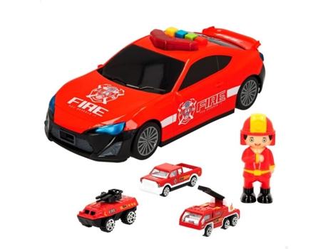 Coche SPEED & GO de bomberos con portacoches