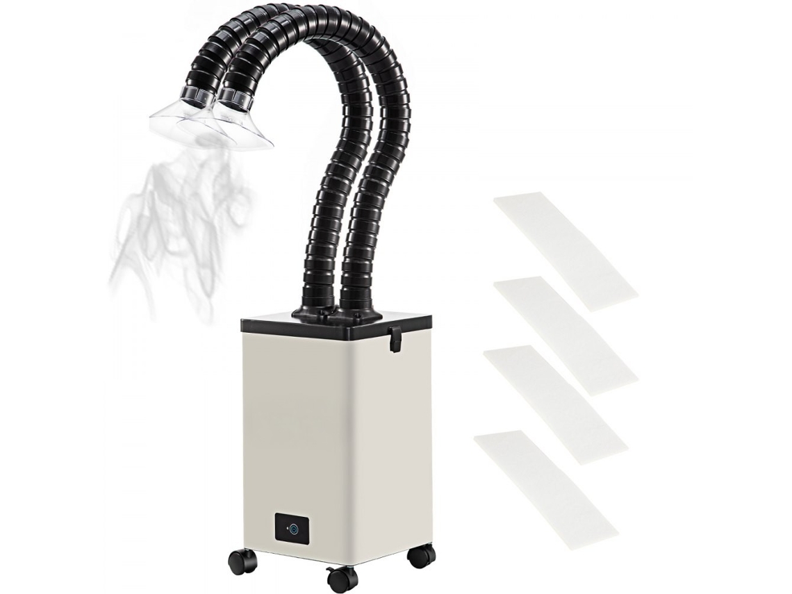 Unidad De Extracción De Humos 150 W Compacta Con 2 Tubos Flexibles Y 3 Filtros 99,91% Tekmaquinas