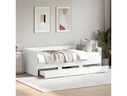 Sofá Cama Con Cajones Sin Colchón Blanco 90x200 Cm