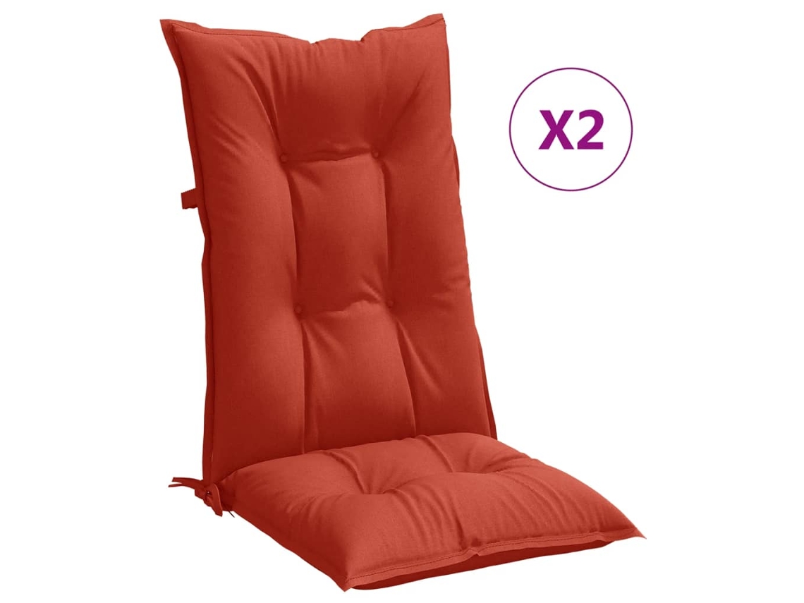 Conjunto 2 Cojines silla respaldo alto VIDAXL tela rojo melange