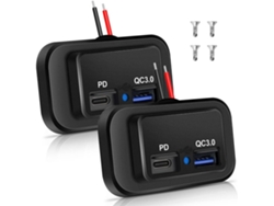 Dos Tomas Usb Para Vehículos Recreativos De 12 V/24 V, Puerto De Carga Dual Pd3.0 Tipo-c (usb-c) Y Qc3.0.