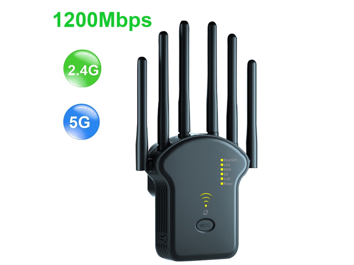Wi-fi Mdugenrutador Inalámbrico Repetidornegro 1200 Mbps 5galto6amplificador De Red De Antena