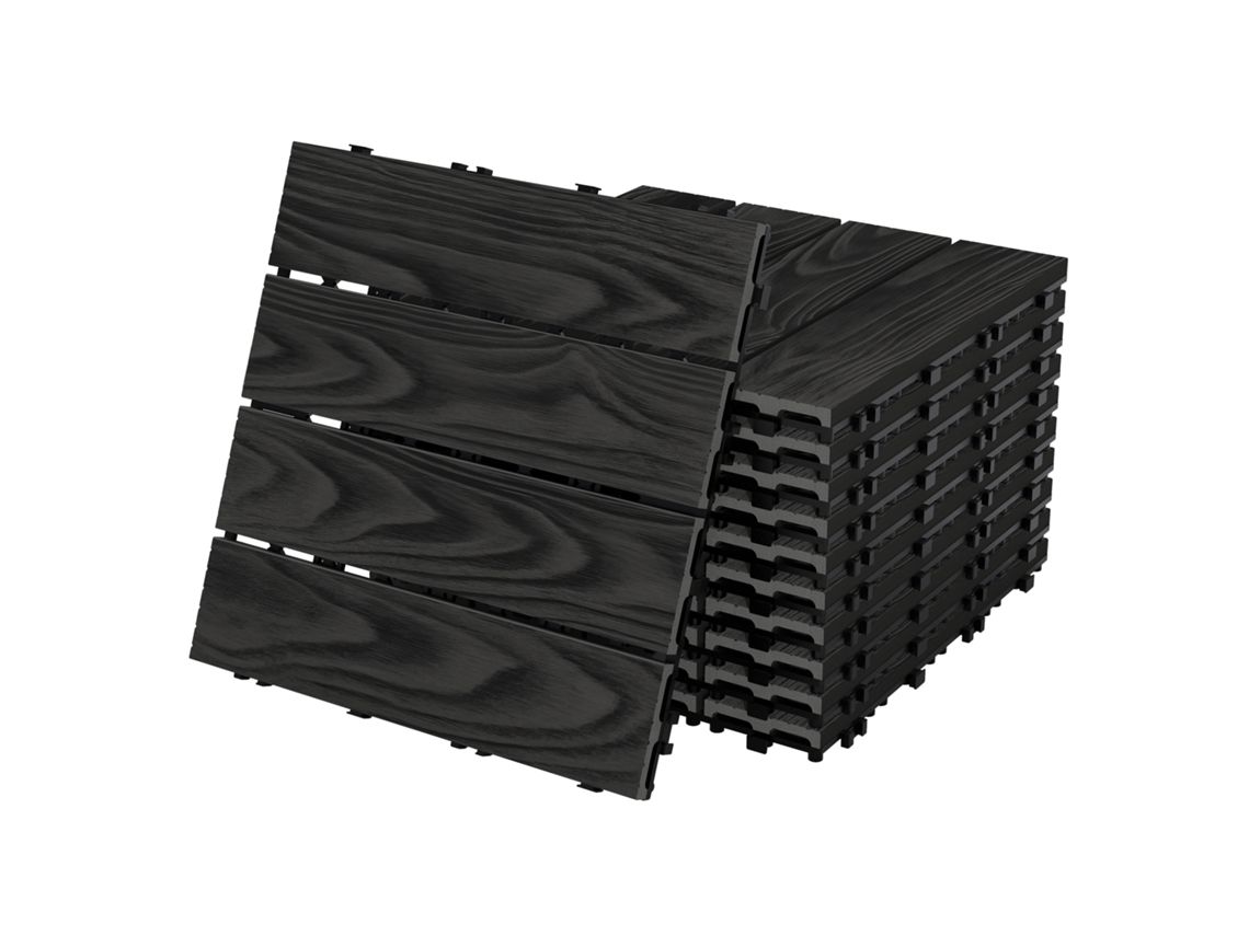 Baldosas Para Exterior Ml-design Wpc Antracita Oscuro Sistema Clic 30x30cm 33 Piezas 3m²