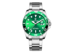 Reloj De Cuartzo De Pareja Con Correa De Acero Inoxidable Dial Redondo Impermeable Moda (hombre Verde)