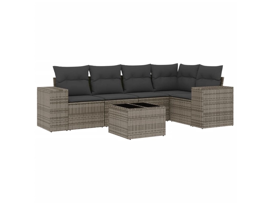 Maison Exclusive - Set De Muebles De Jardín 6 Pzas Y Cojines Ratán Sintético Gris