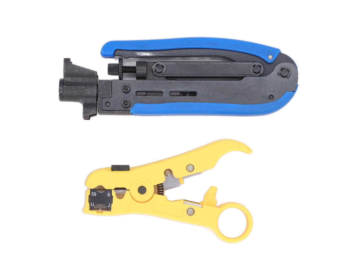 Kit de herramientas portátiles y ajustables para crimpar y pelar cables coaxiales