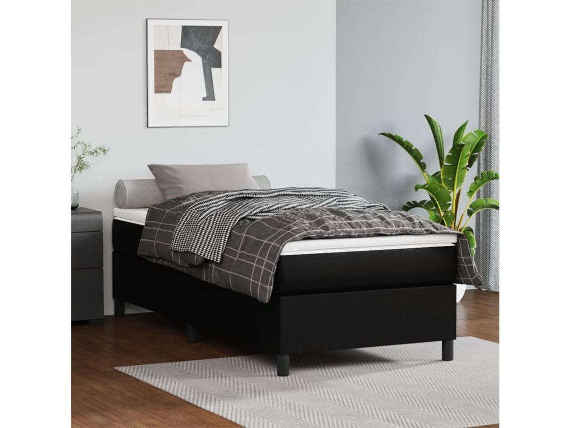 Estructura De Cama Sin Colchón Cuero Sintético Negro 80x200 Cm