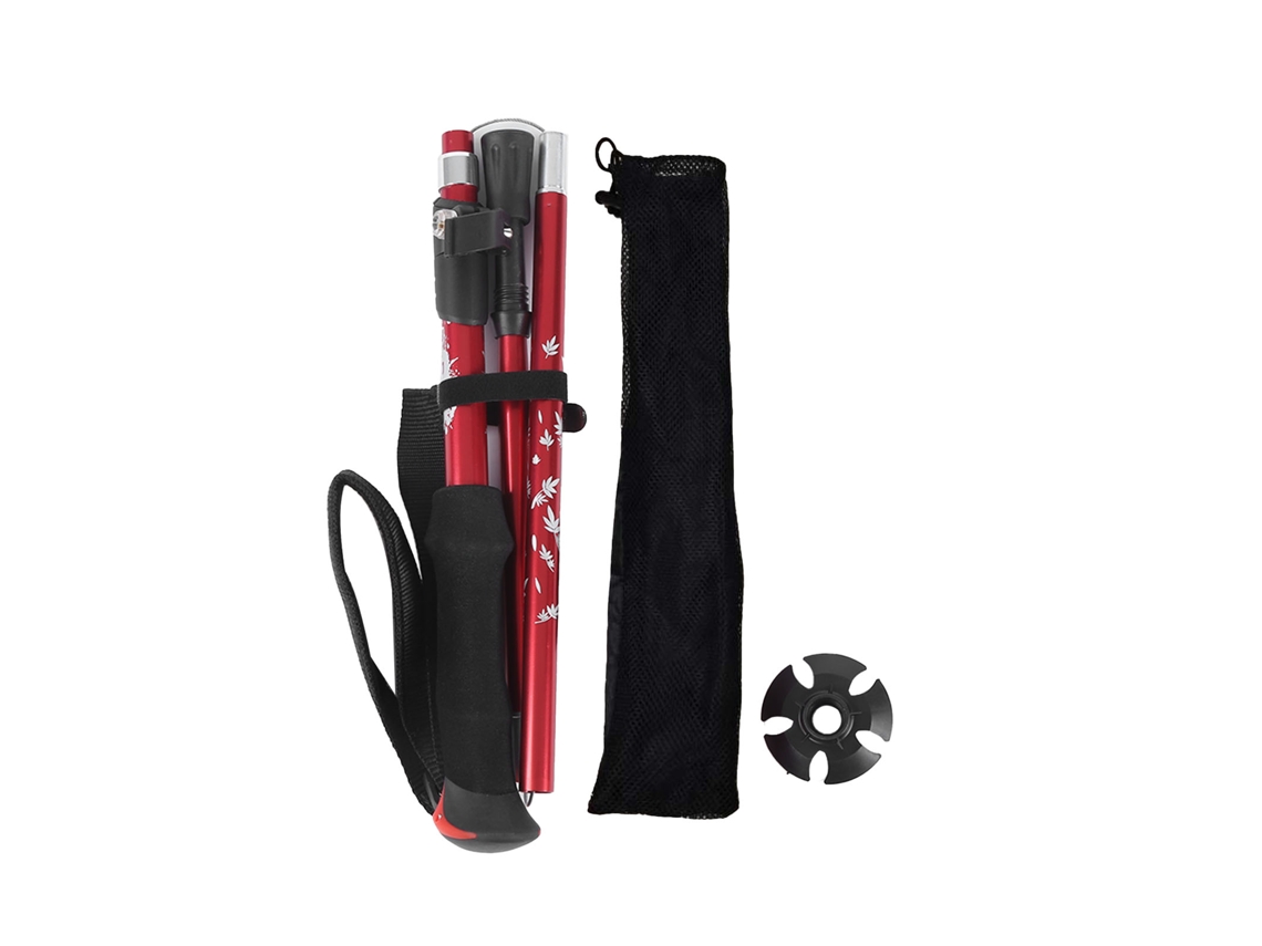 Bastones de trekking de aleación de aluminio, 5 secciones, rojos