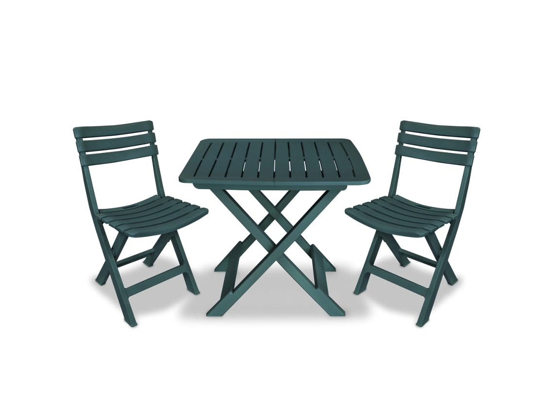 Conjunto Bistro Para Jardim 3 Pcs Plástico Verde Dkd Home Decor