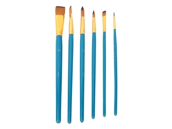 Juego De 6 Pinceles De Nailon Con Mangos De Madera Para Acuarela Y Pintura Acrílica (azul)