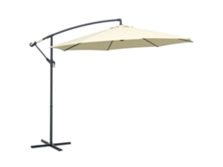 Sombrilla de jardín Ø300x250 cm, con base cruzada de manivela excéntrica y 8 varillas, color beige.
