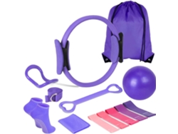Set de ejercicios de 13 piezas con anillas de yoga y pilates MDUG (morado)