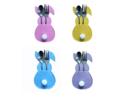 16 Bolsitas Para Cubiertos Con Forma De Conejito De Pascua, Soportes Para Utensilios Con Forma De Conejito Para Mesas De Fiesta.