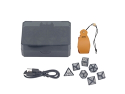 Conjunto De 7 Dados Luminosos Recarregáveis Led Eletrônicos Com Bolsa De Armazenamento Amarela Para Jogos De Mesa