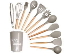 Set De Utensilios De Cocina De Silicona Antiadherente 12 Piezas Caqui Gertiz