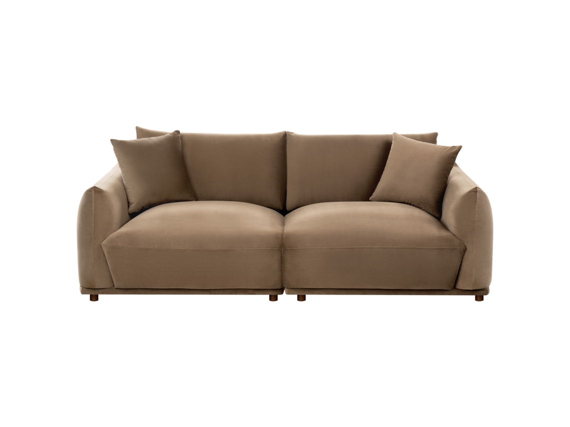 Sofá De 3 Lugares Beliani Jubek De Veludo Castanho 214x104x81