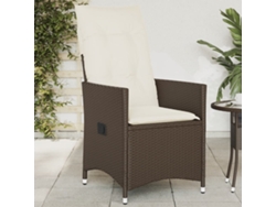 Silla de jardín reclinable marrón con cojines de mimbre de DKD Home Decor