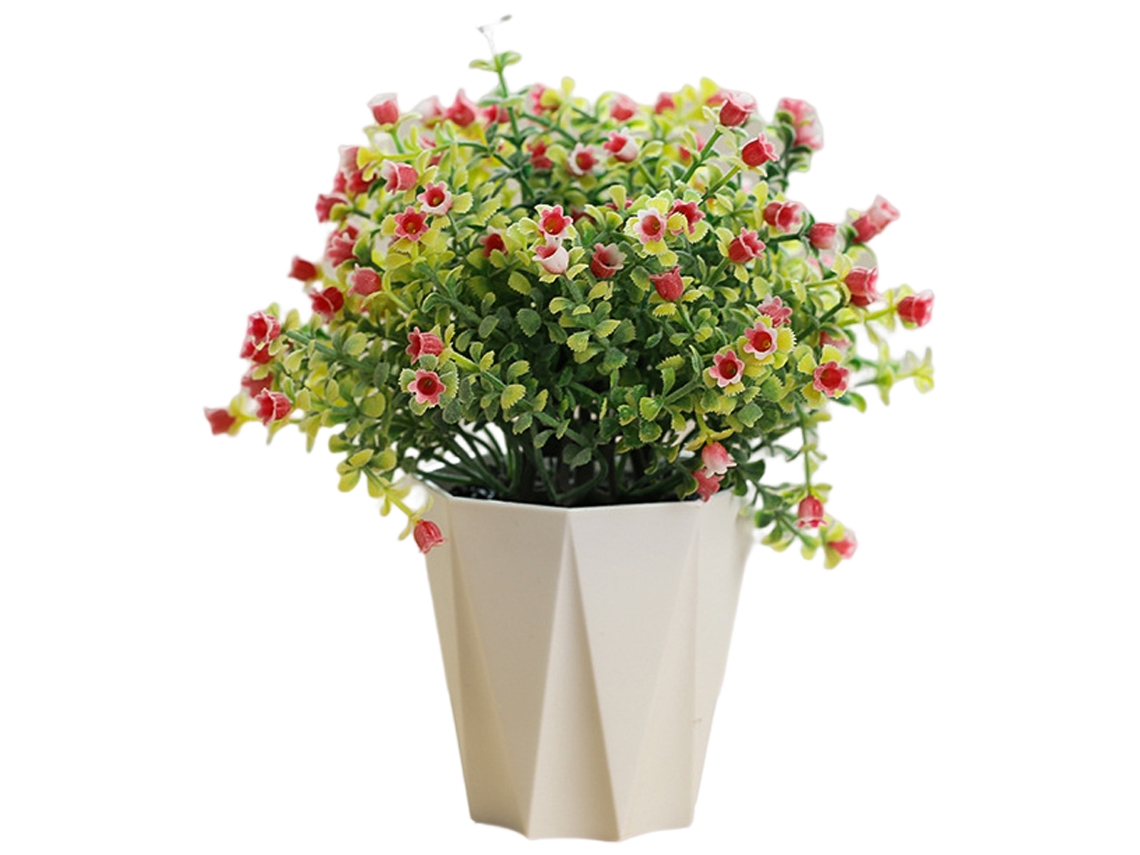 Plantas artificiales, flores artificiales, macetas de plástico, bolas de hierba, plantas verdes, decoraciones para macetas
