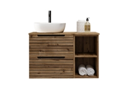 Mueble de Baño con Lavabo Ken 60x45 Cm Acabado Mate Desierto 2 Cajones Suspendidos Kibath