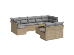 Conjunto 10 de sofás jardín con cojines beige VIDAXL ratán sintético