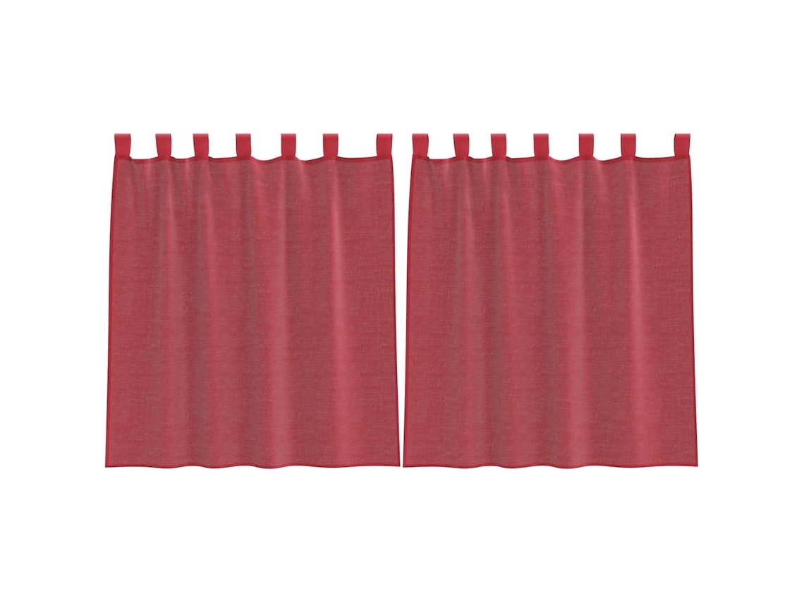 Maison Exclusive - Cortinas De Gasa Con Bolsillos Para Varillas 2 Uds. Rojo Vino