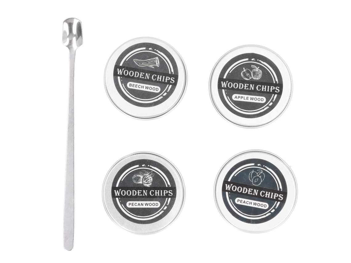 Virutas De Madera Para Ahumadores De Cóctel, 4 Sabores Naturales: Nuez, Roble, Melocotón Y Manzana. Regalo Ideal Para Marido O Padre.