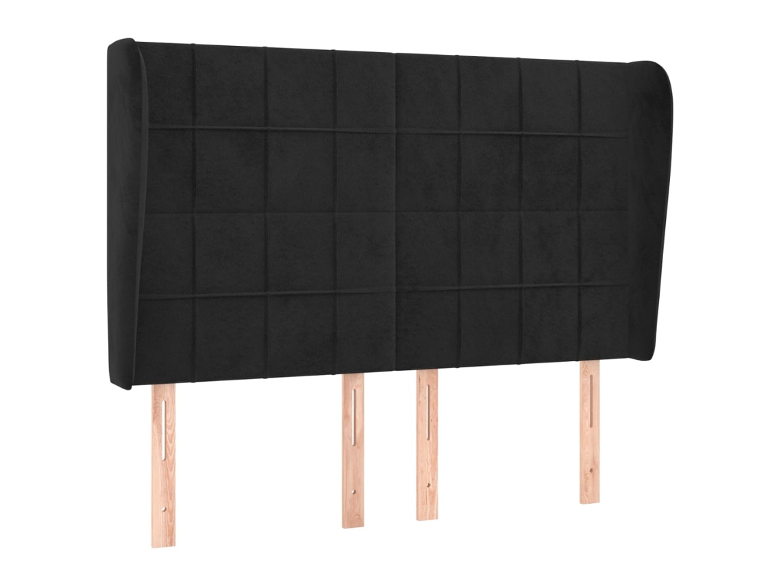 Maison Exclusive - Cabecero Con Orejas De Terciopelo Negro 147x23x118/128 Cm