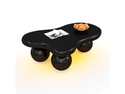 Mesa Centro Nube Negra Led 16 Colores Mdf Patas Redondas Salón Moderno Infantil