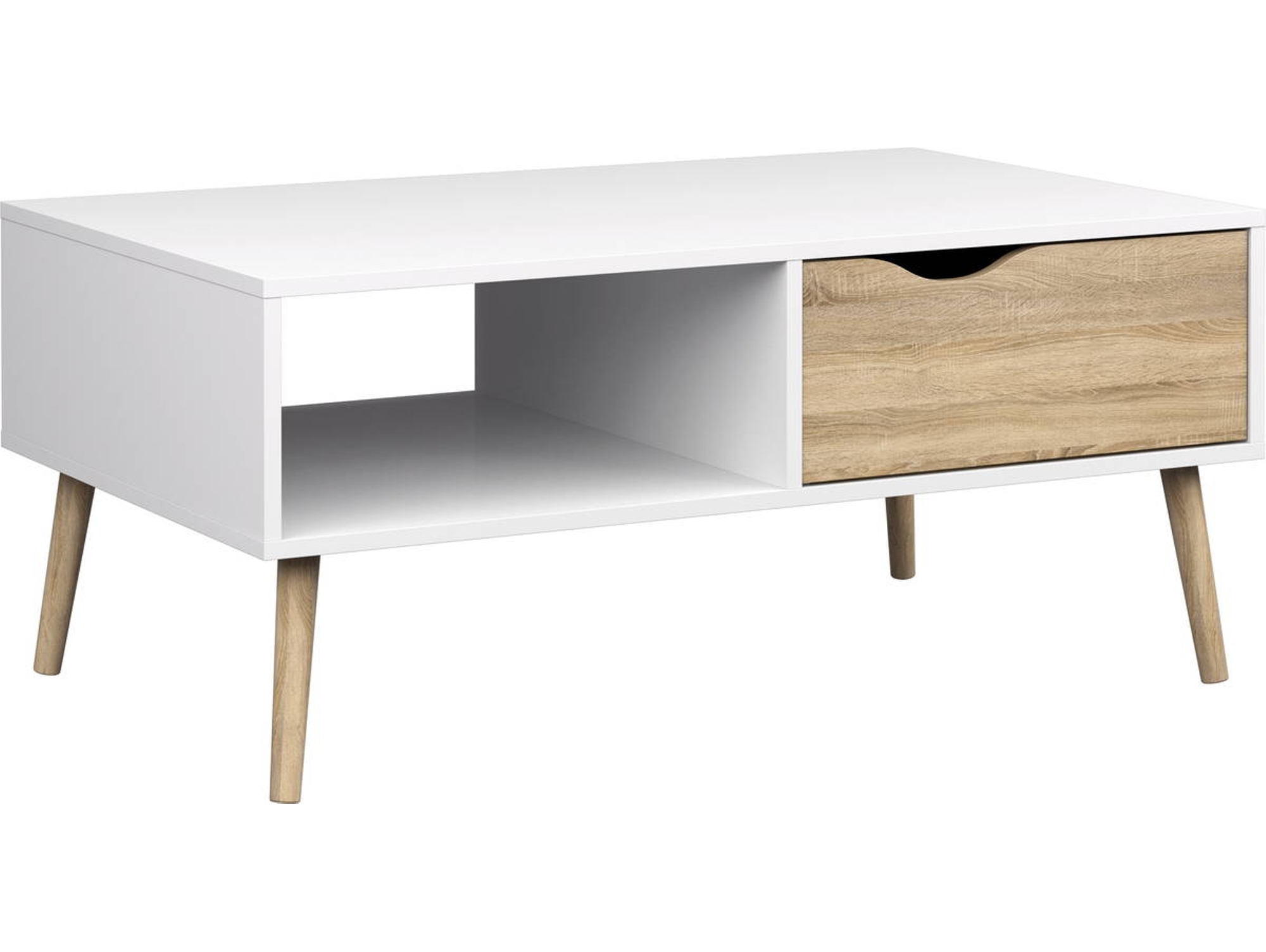 Mesa TVILUM Delta 75384 49Ak (Blanco - Tampo: Madera - Piernas: Madera - 43.3x98.7x60.2cm)