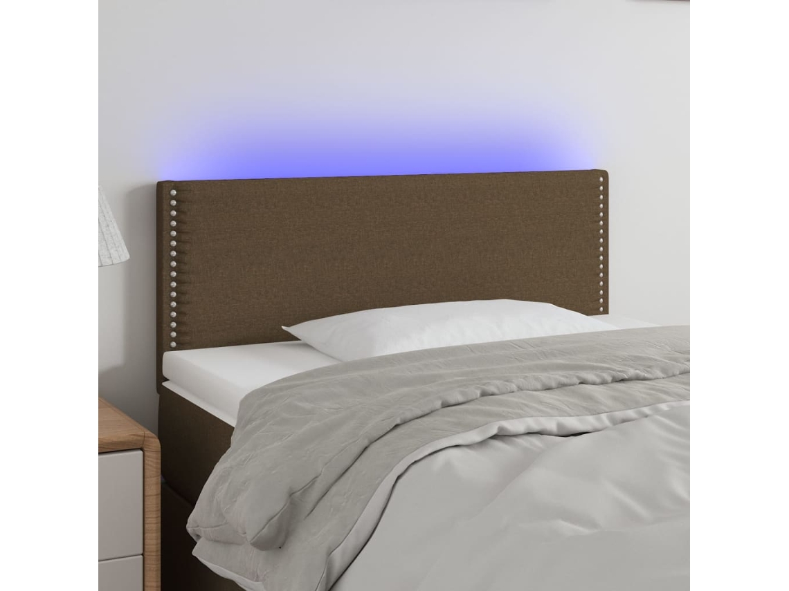 Cabecero Con Led De Tela Marrón Oscuro 100x5x78/88 Cm