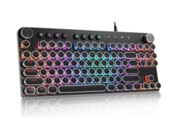 Teclado mecánico para computadora, teclado retro para juegos con cable USB 2.0, 87 teclas, panel de aleación, retroiluminación Chennnls