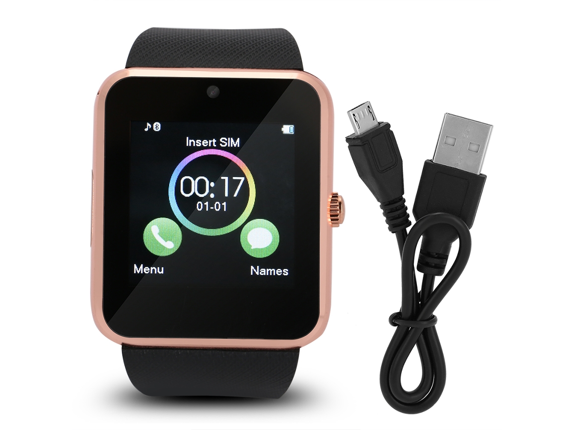 Reloj Inteligente Bluetooth Con Cámara Y Ranura Para Tarjeta Sim Para Android - Dorado + Negro