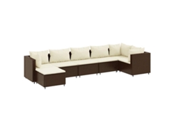 Conjunto 7 muebles de jardín VIDAXL y cojines ratán sintético marrón