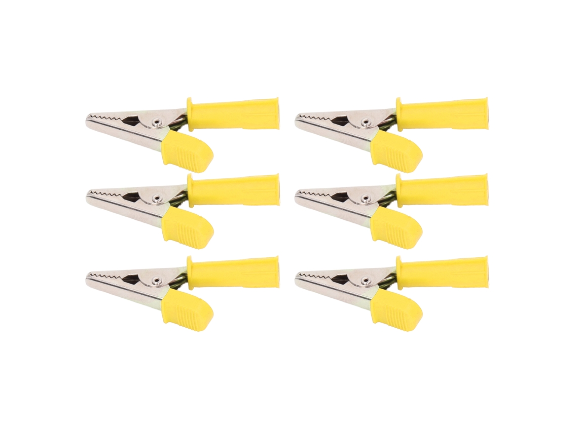 Omni-10 Pinzas Cocodrilo De Latón Aisladas Con Enchufe 4mm Apertura 10mm 20a Para Pruebas Eléctricas J.60046 Amarillo