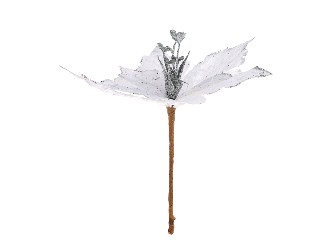 Ramos de flores navideñas artificiales (terciopelo blanco, 28 cm)