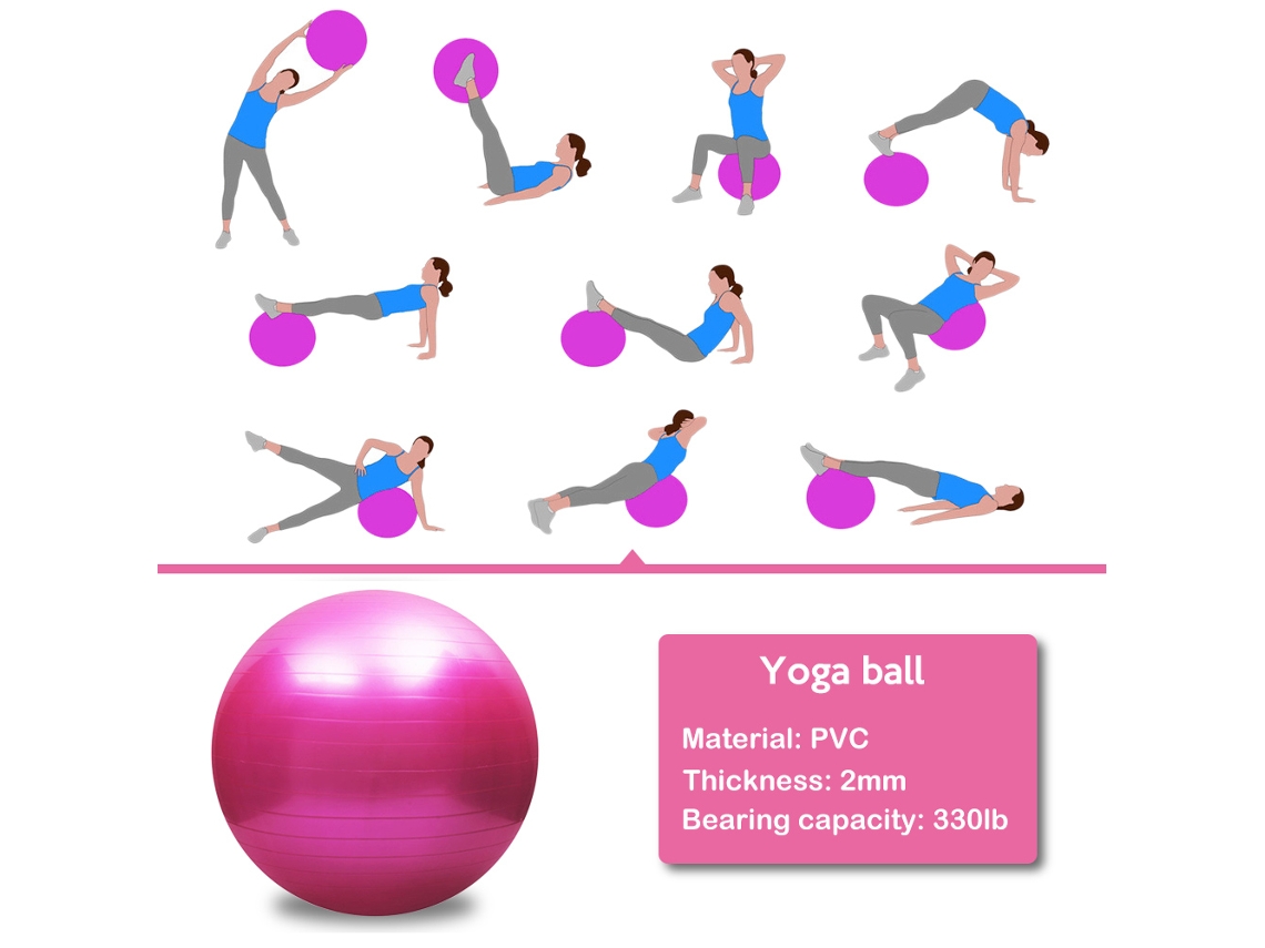 Pelota De Yoga Gruesa Antiexplosión Con Bomba De Aire Para Pilates Y Equilibrio 45/55/65/75cm