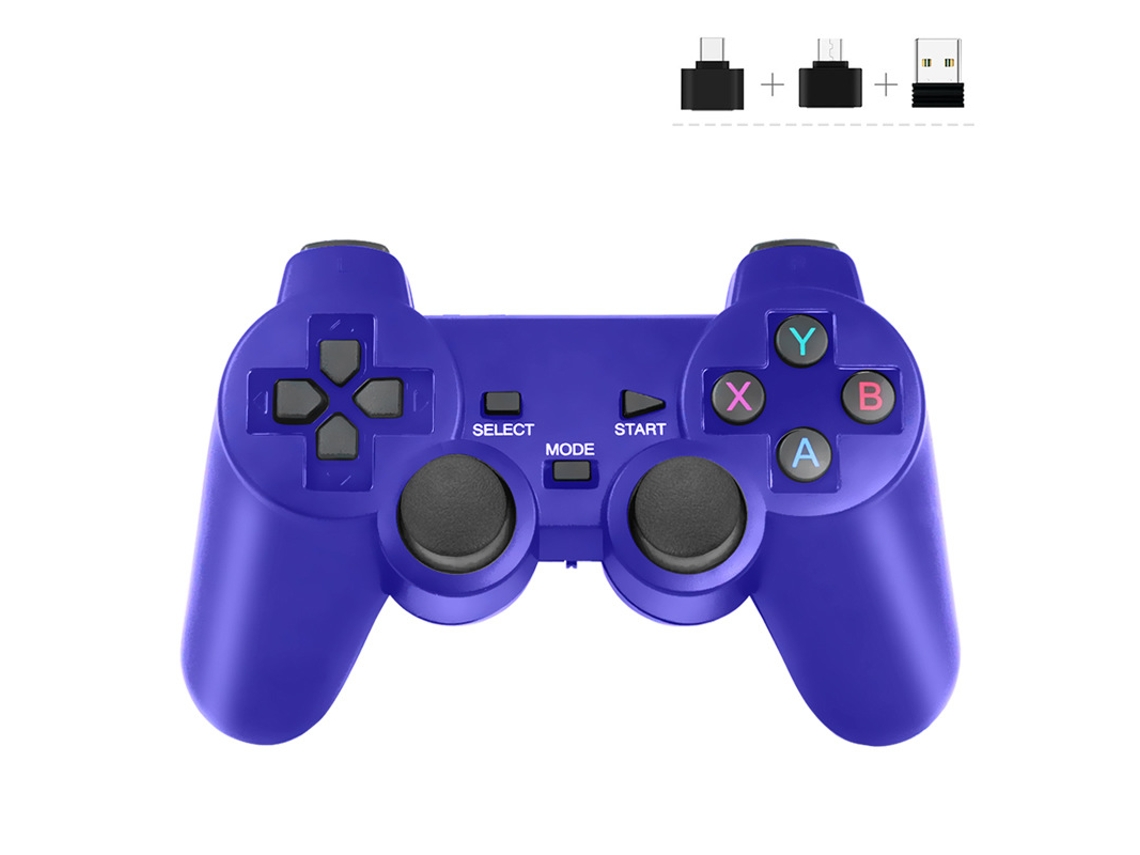 Mando De Juegos Inalámbrico Ps3 Para Ordenador Pc Consola Tv Teléfono Móvil Ps3 Azul Cuich