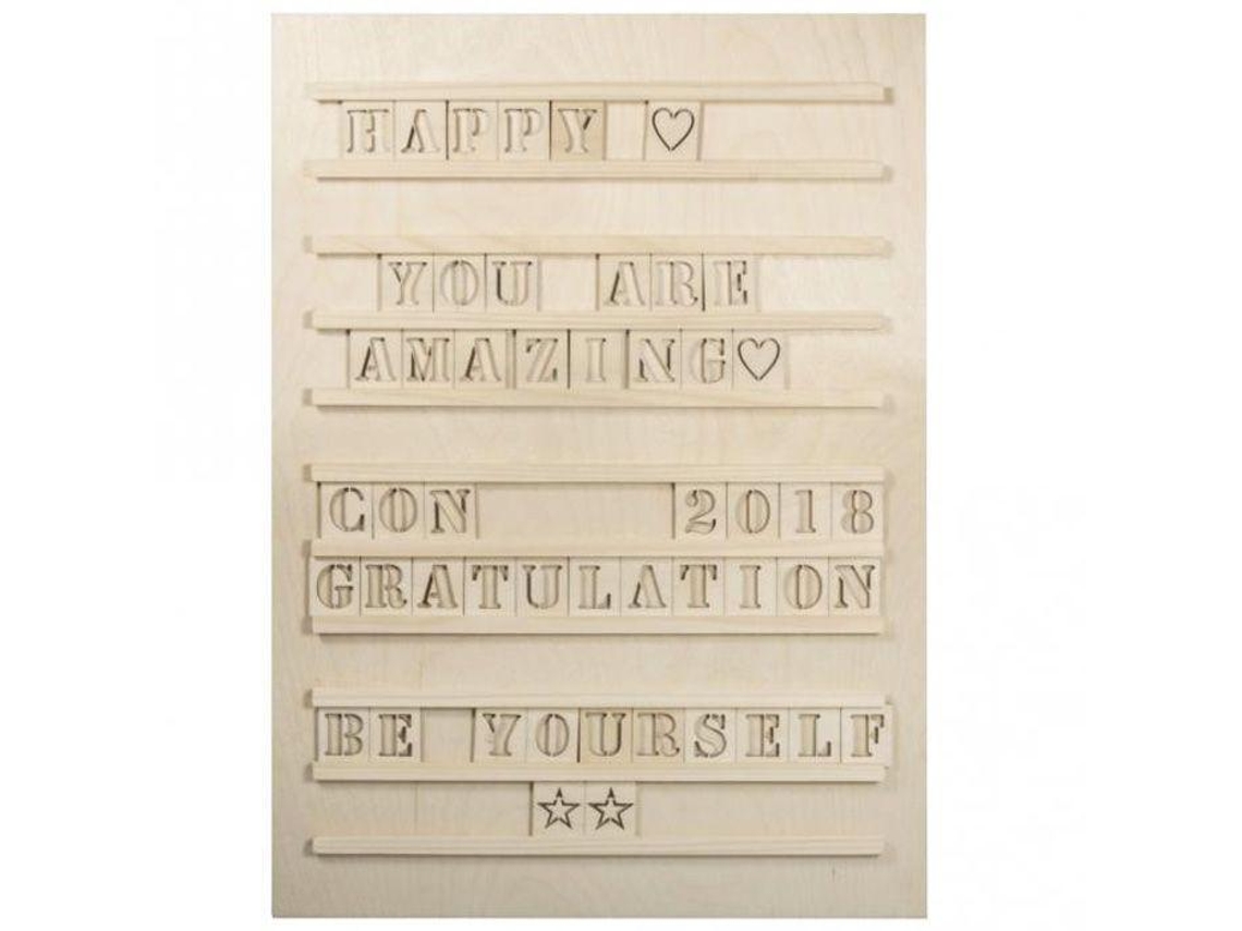 Tablero de letras de madera 30 x 42 cm + 96 letras