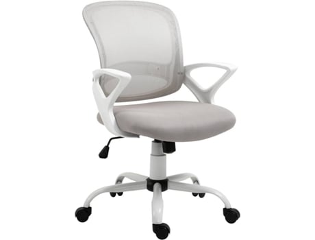 Vinsetto Silla De oficina escritorio basculante con altura ajustable asiento giratorio 360° y soporte lumbar malla transpirable 61x61x8999 cm gris operativa 921528gy blanco 61 89 360º