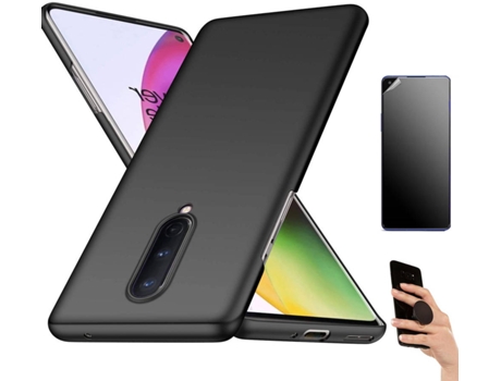 Kit Carcasa Y Protector Oneplus 8 Ultimatte Turtleshell Y Popsocket Negro