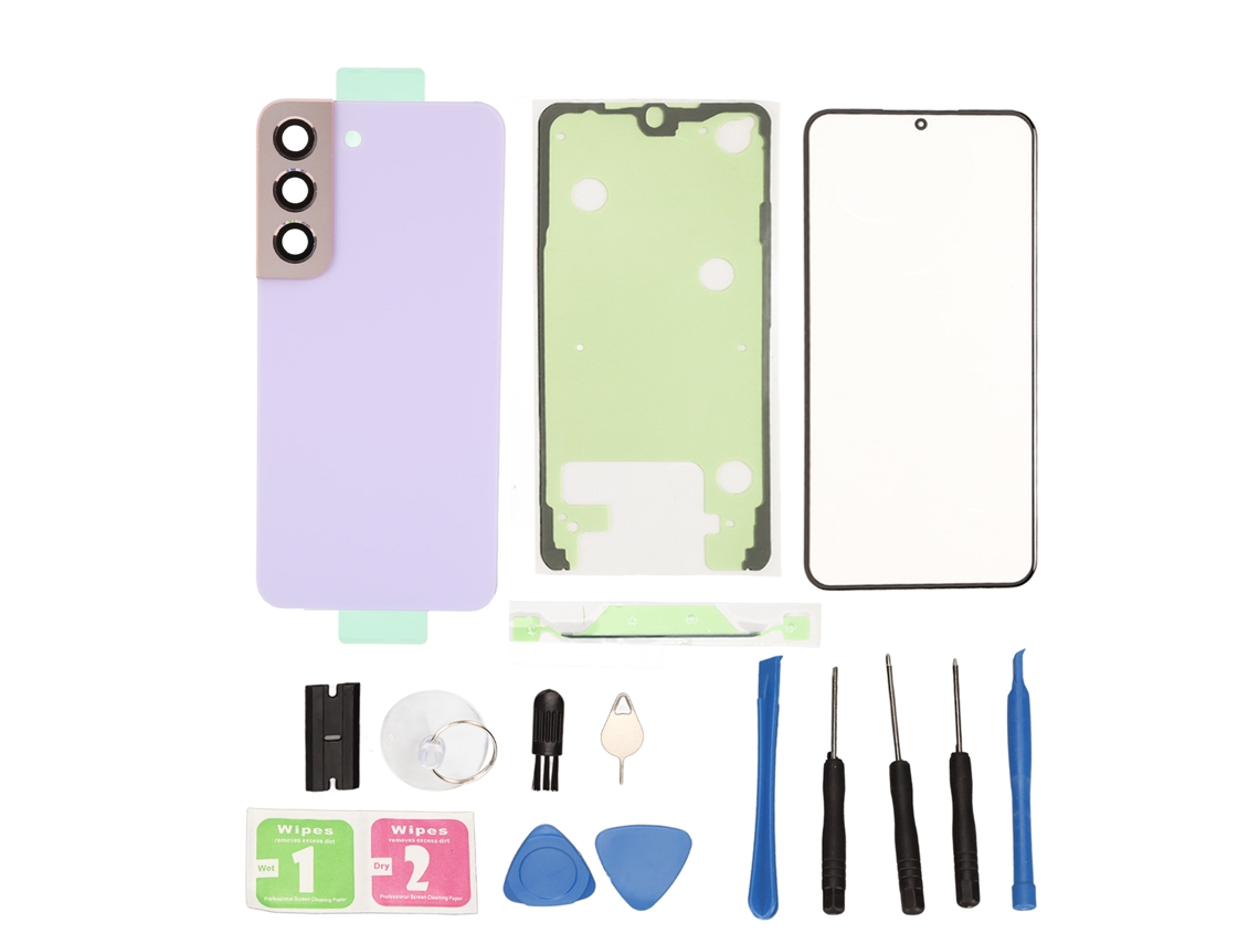 Cubierta Trasera De Cristal Para Samsung Galaxy S22 Morado, Kit De Repuesto De Carcasa Y Puerta Exterior