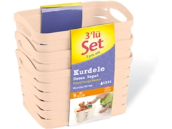 Kit 7h CASA 3 Cestas Medianas Rectangulares Beis 1,5 Litros