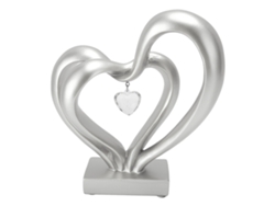 Escultura de resina con forma de doble corazón para aniversario de pareja BS20621