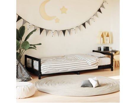Estructura De Cama Para Niños VIDAXL Negro Madera (80x200 cm)