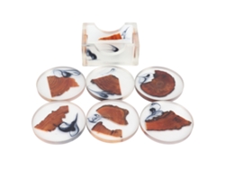 Juego De 6 Posavasos Con Soporte De Resina De Pino, Aislamiento Térmico, Antideslizantes, Para Mesa.