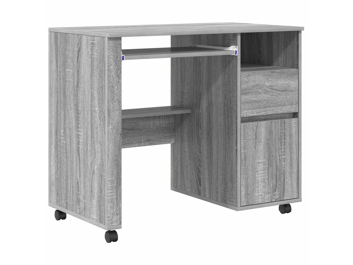 Maison Exclusive - Escritorio Con Ruedas Con Cajón Gris Sonoma 91 X 50 X 77 Cm