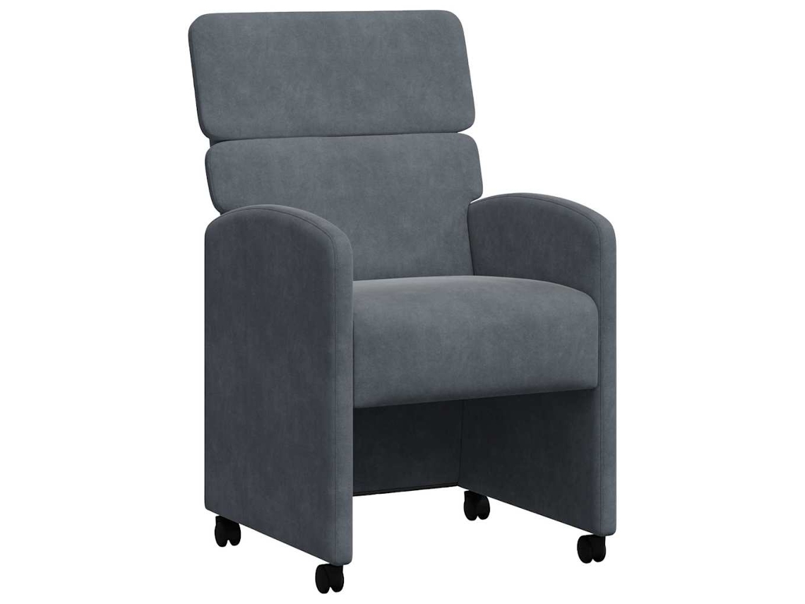 Juego de 2 sillas de comedor con ruedas de terciopelo gris oscuro EXCLUSIVA MAISON