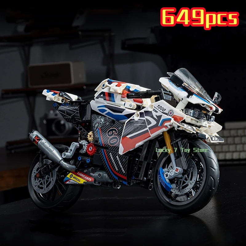 (649 Piezas) Moto De Carreras Técnica 1000 Rr, Modelo De Bloques De Construcción, Juguete