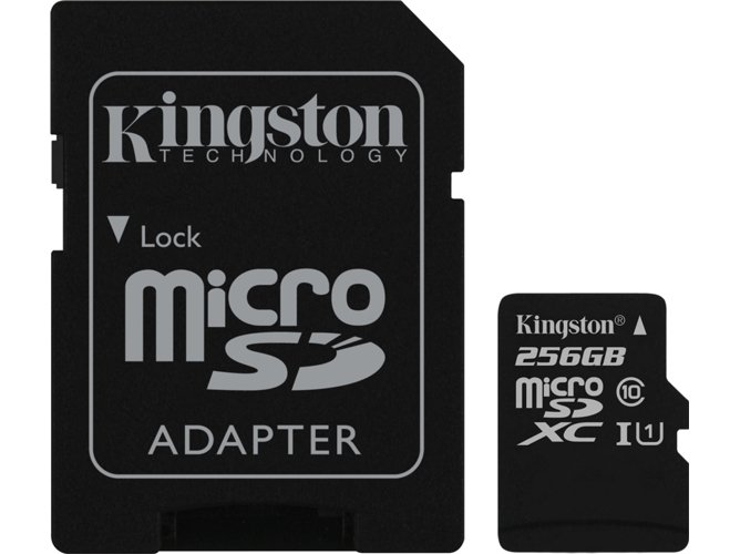 Tarjeta de Memoria KINGSTON 256 GB XC C10 + Adaptador